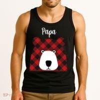 Plaid Pattern Papa Bear Tank Top thumb 3
