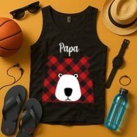 Plaid Pattern Papa Bear Tank Top thumb 4