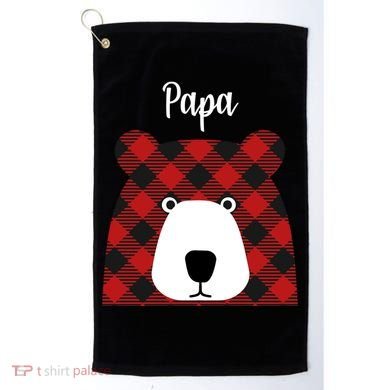 Plaid Pattern Papa Bear Golf Towel