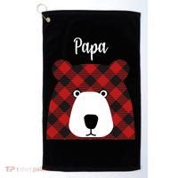 Plaid Pattern Papa Bear Golf Towel thumb 0