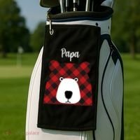 Plaid Pattern Papa Bear Golf Towel thumb 2