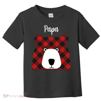 Plaid Pattern Papa Bear Toddler T-Shirt