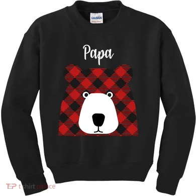 Plaid Pattern Papa Bear Kids Sweatshirt