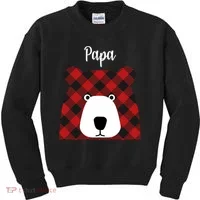 Plaid Pattern Papa Bear Kids Sweatshirt thumb 0