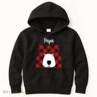 Plaid Pattern Papa Bear Kids Hoodie thumb 0