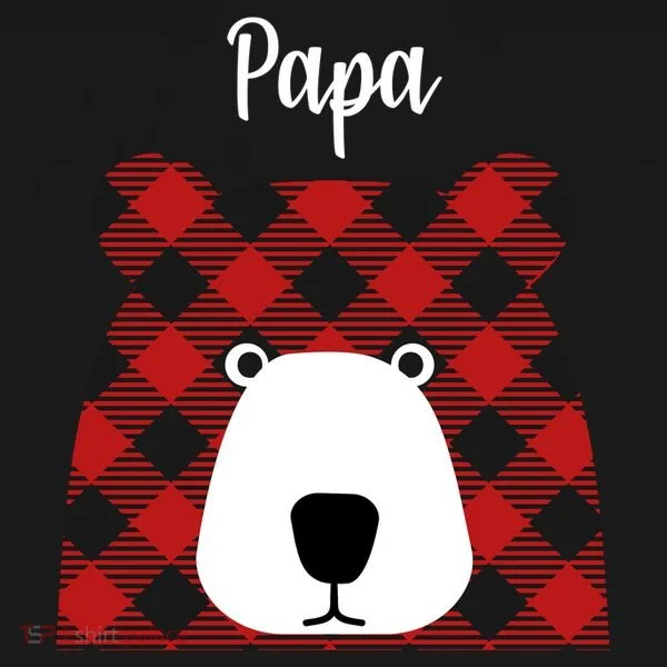 Plaid Pattern Papa Bear Kids Hoodie