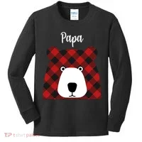 Plaid Pattern Papa Bear Kids Long Sleeve Shirt thumb 0