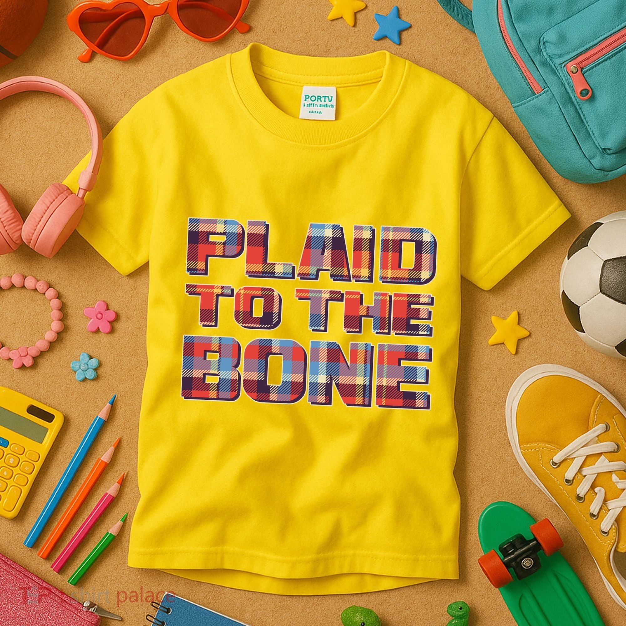 Plaid To The Bone Kids T-Shirt