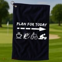 Plan For Today Coffee Fishing Beer Sex Golf Towel thumb 1