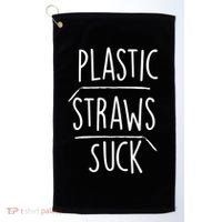 Plastic Straws Suck Golf Towel thumb 0