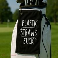 Plastic Straws Suck Golf Towel thumb 2
