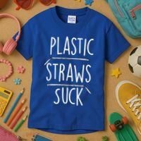 Plastic Straws Suck Kids T-Shirt thumb 3
