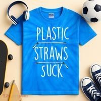 Plastic Straws Suck Kids Tie-Dye T-Shirt thumb 2