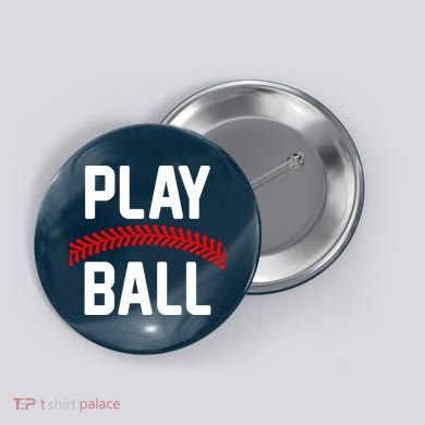 Play Ball Baseball and Softball Players Button