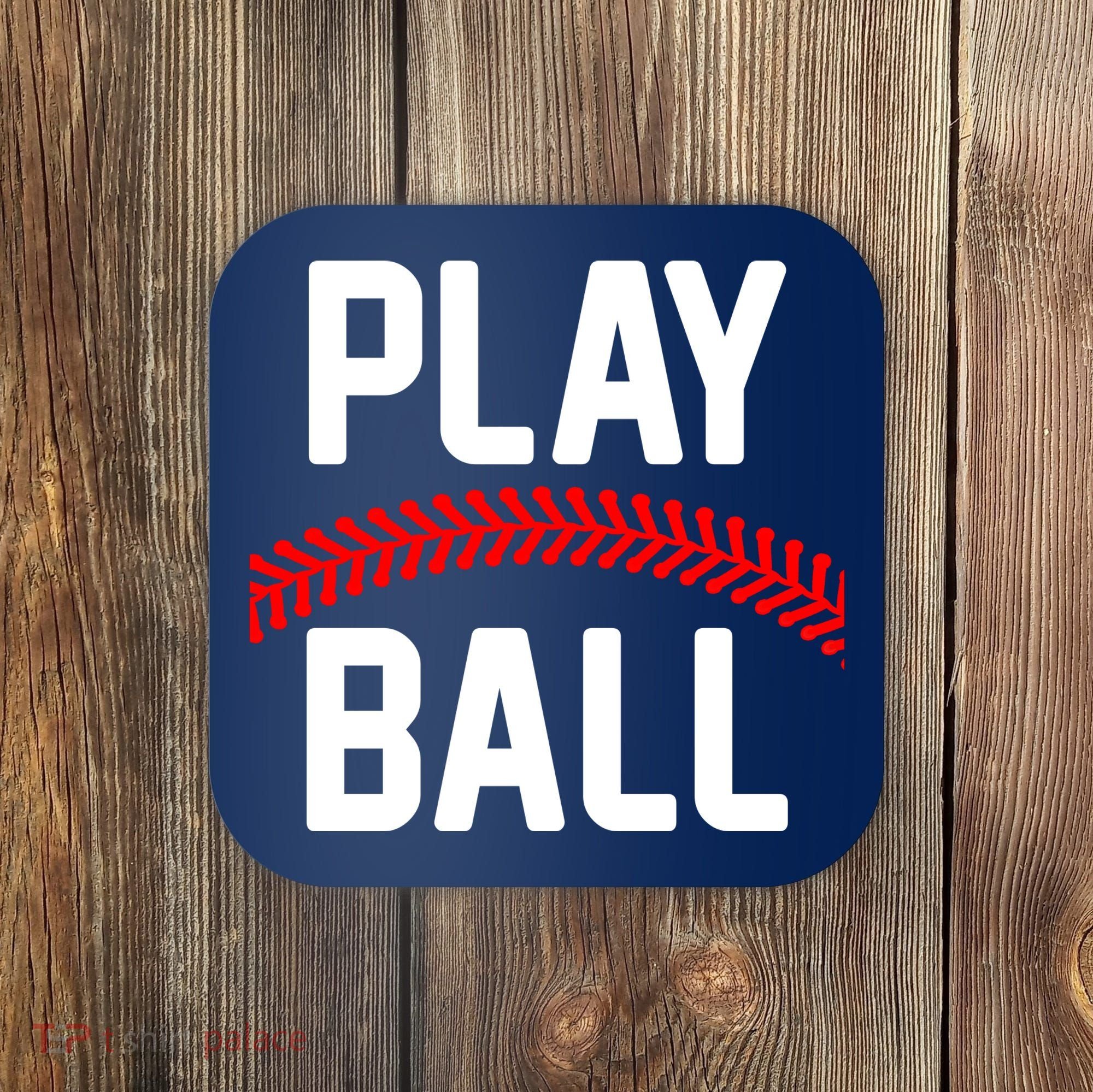 Play Ball Baseball and Softball Players Coaster