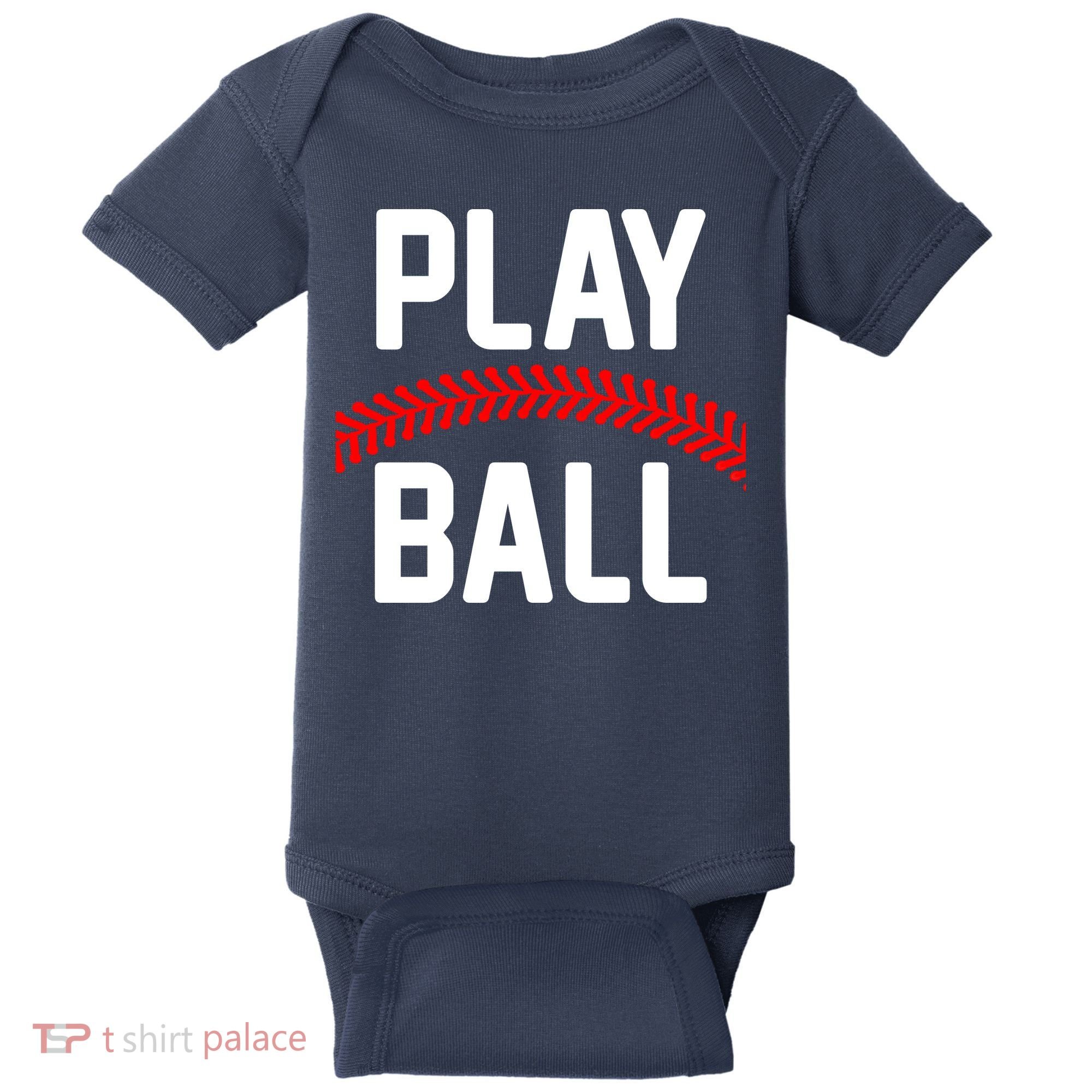 Play Ball Baseball and Softball Players Baby Bodysuit