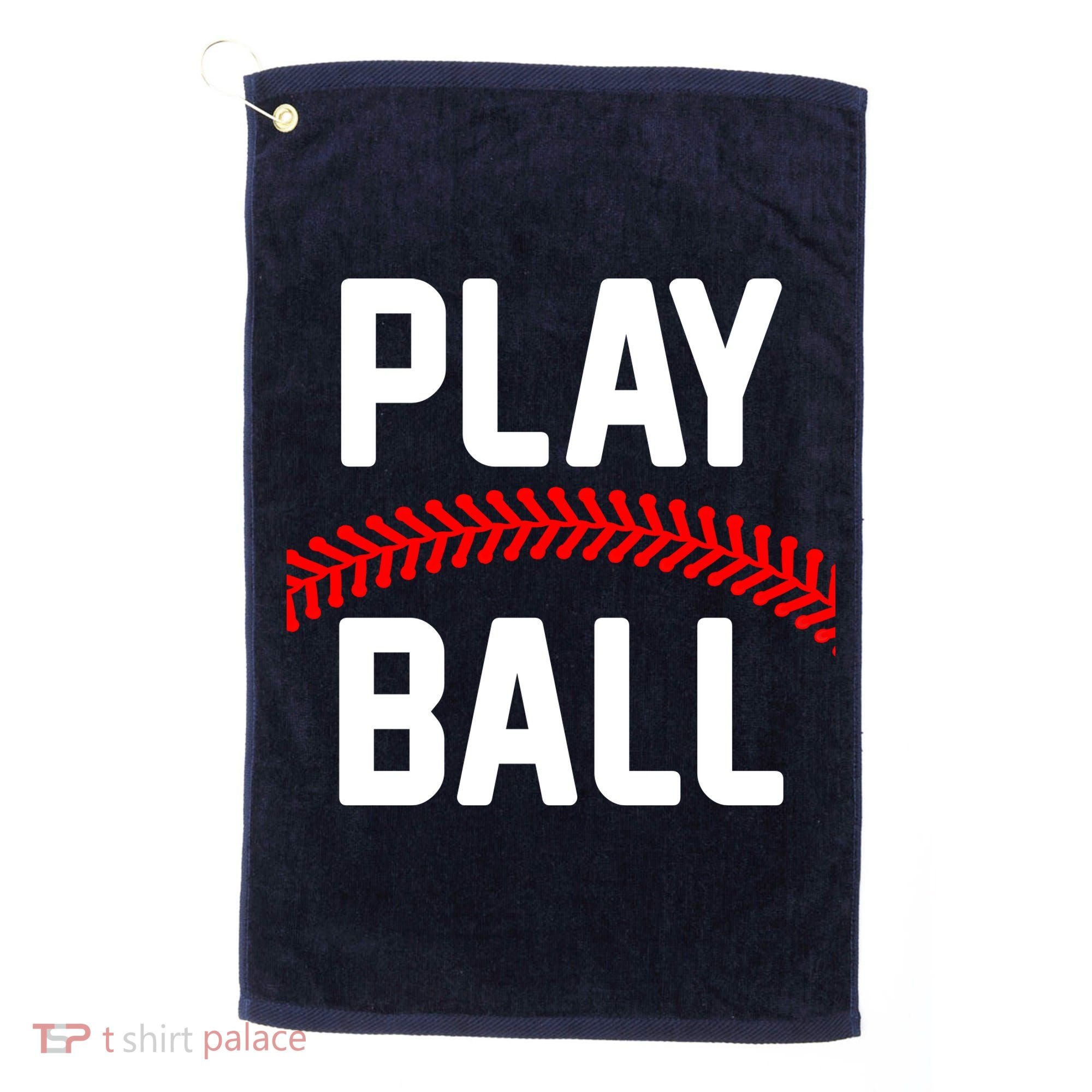 Play Ball Baseball and Softball Players Golf Towel