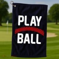 Play Ball Baseball and Softball Players Golf Towel thumb 1