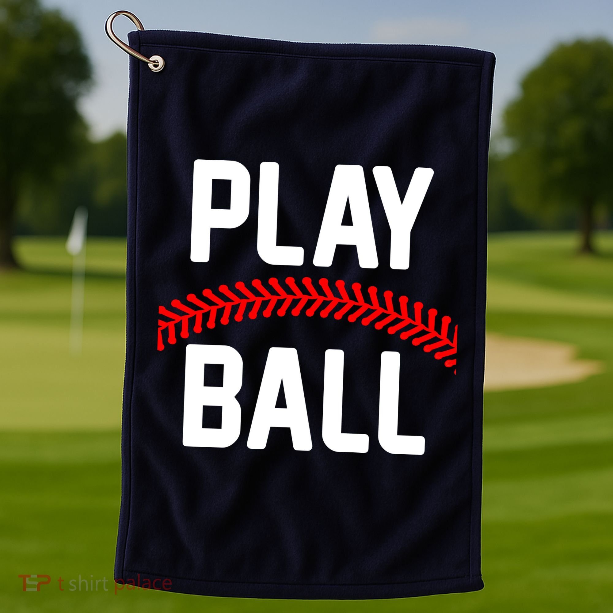 Play Ball Baseball and Softball Players Golf Towel