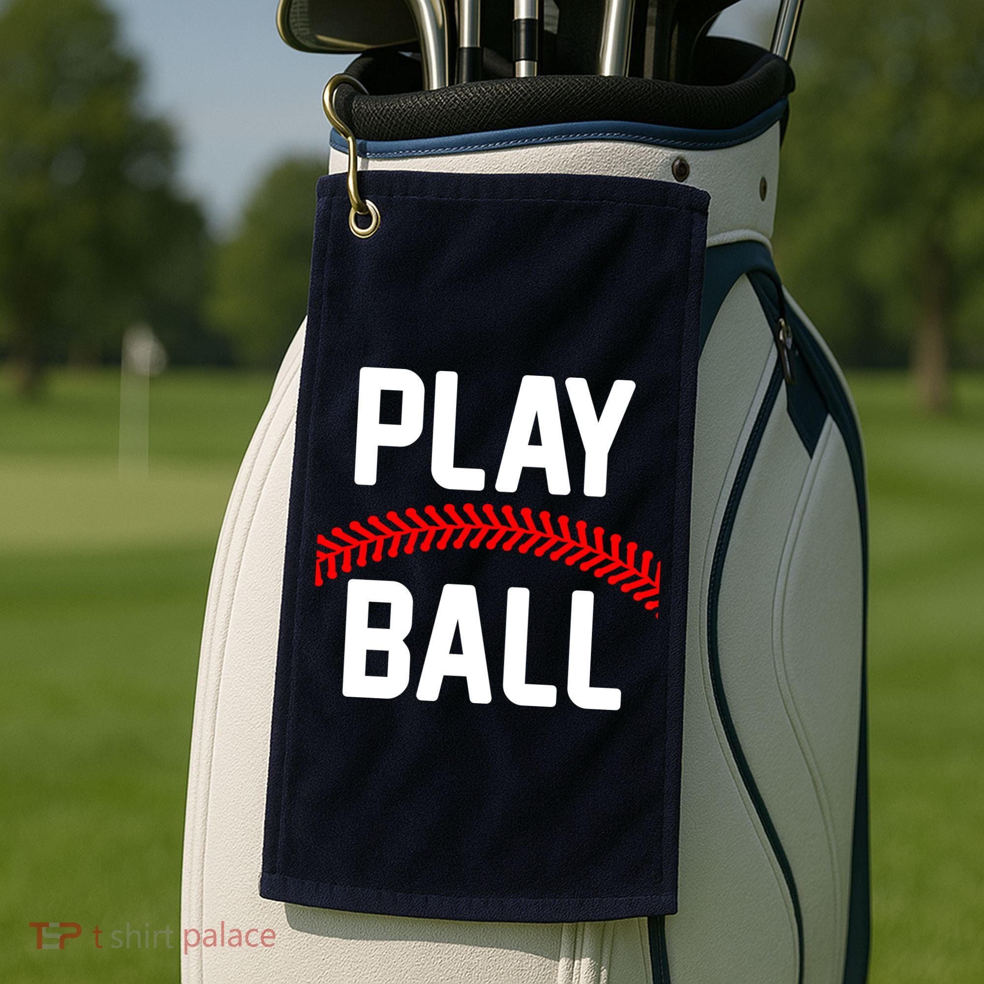 Play Ball Baseball and Softball Players Golf Towel