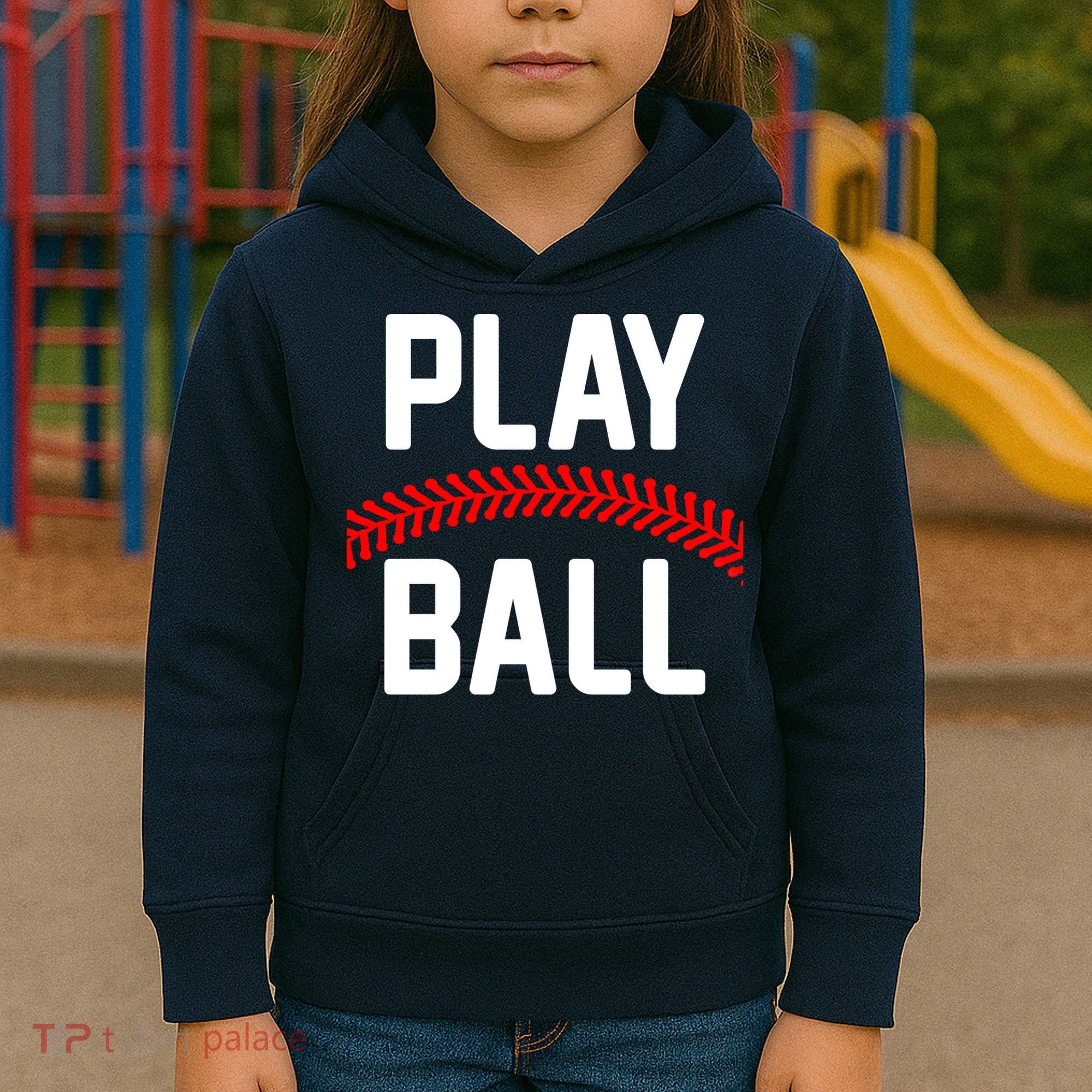 Play Ball Baseball and Softball Players Kids Hoodie