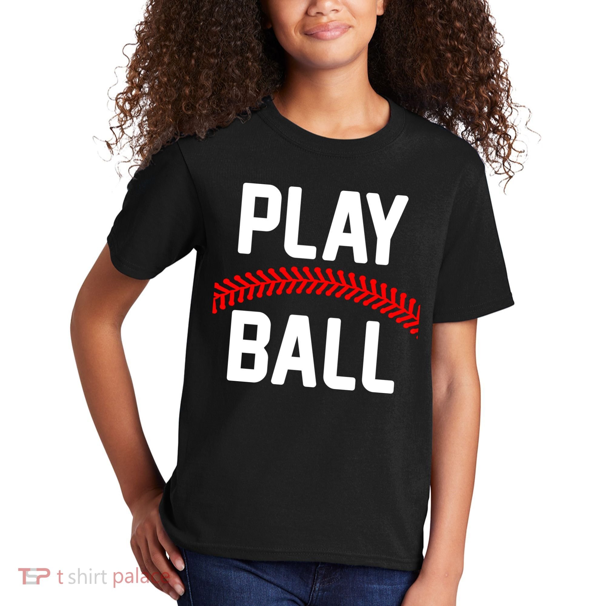 Play Ball Baseball and Softball Players Kids T-Shirt