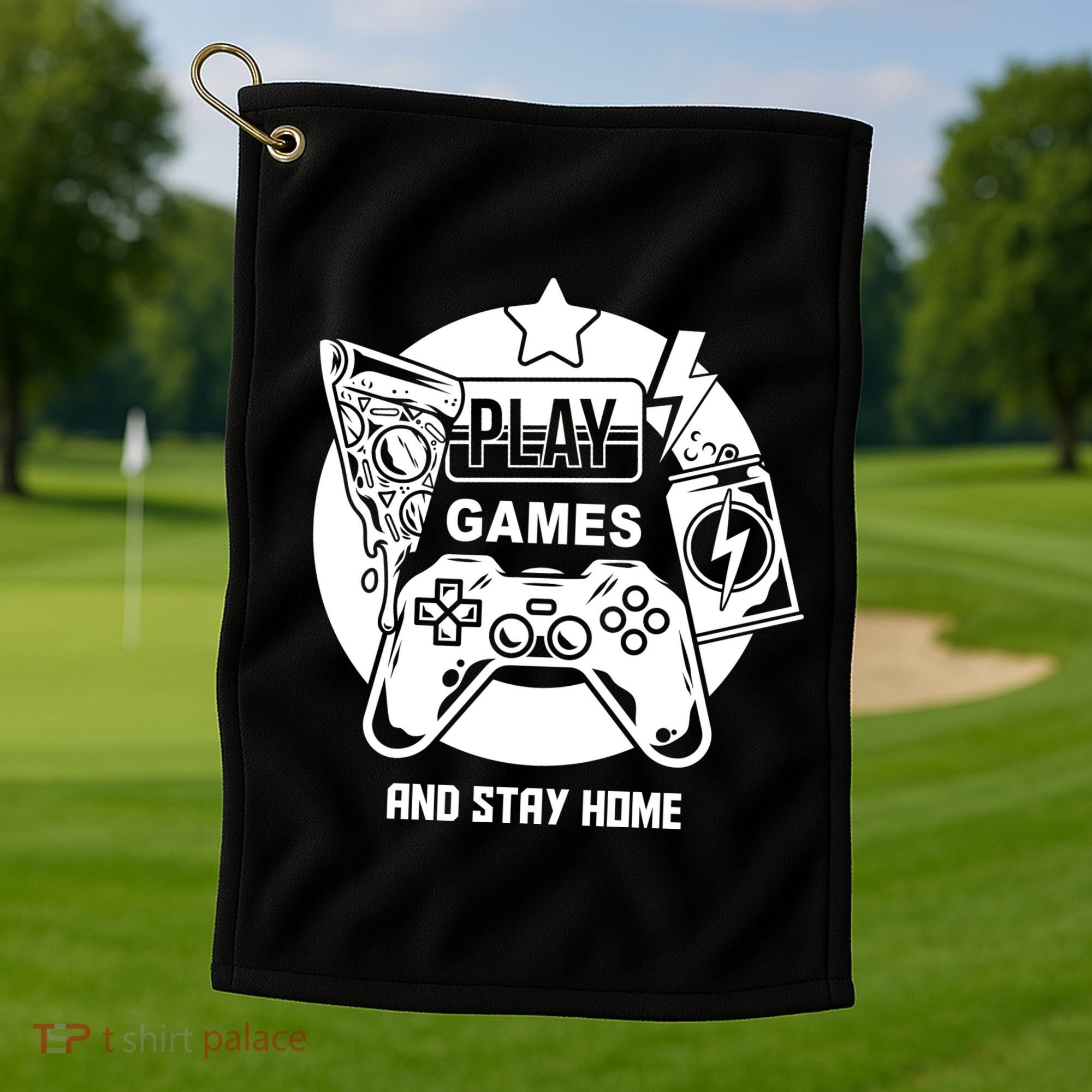 Play Games And Stay Home Golf Towel