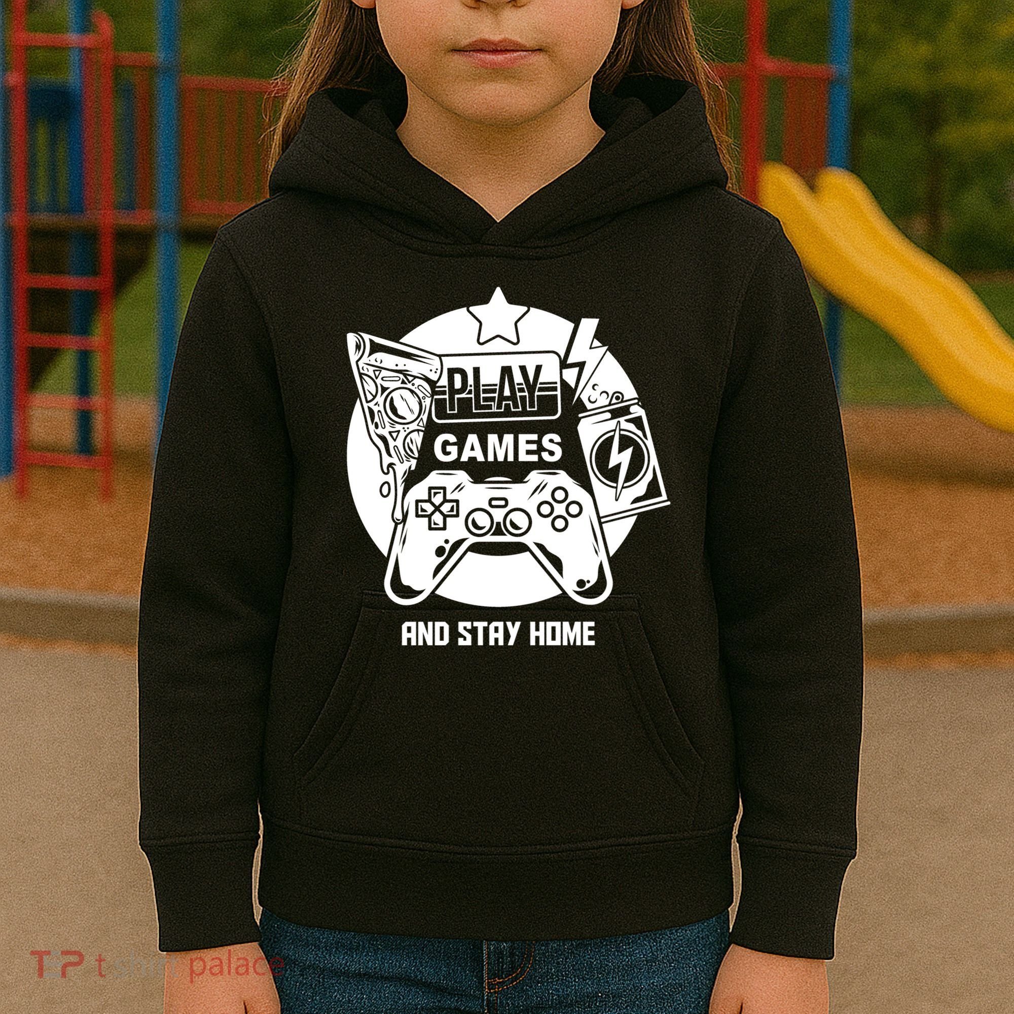 Play Games And Stay Home Kids Hoodie