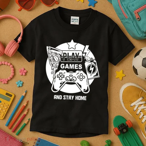 Play Games And Stay Home Kids T-Shirt