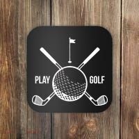 Play Golf Golfball Clubs Crossbones Coaster thumb 0