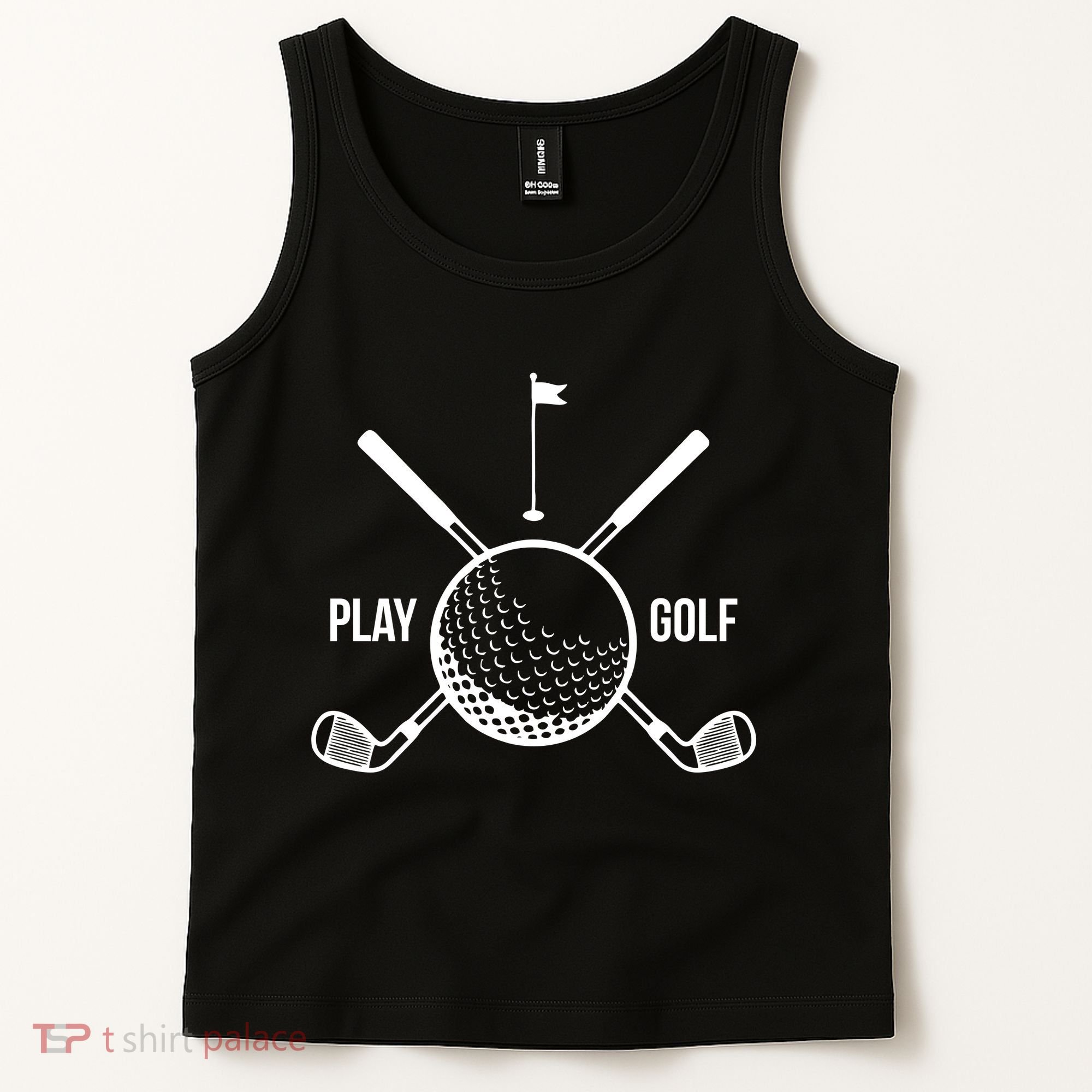 Play Golf Golfball Clubs Crossbones Tank Top