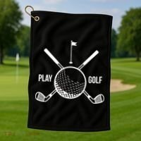 Play Golf Golfball Clubs Crossbones Golf Towel thumb 1