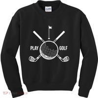 Play Golf Golfball Clubs Crossbones Kids Sweatshirt thumb 0