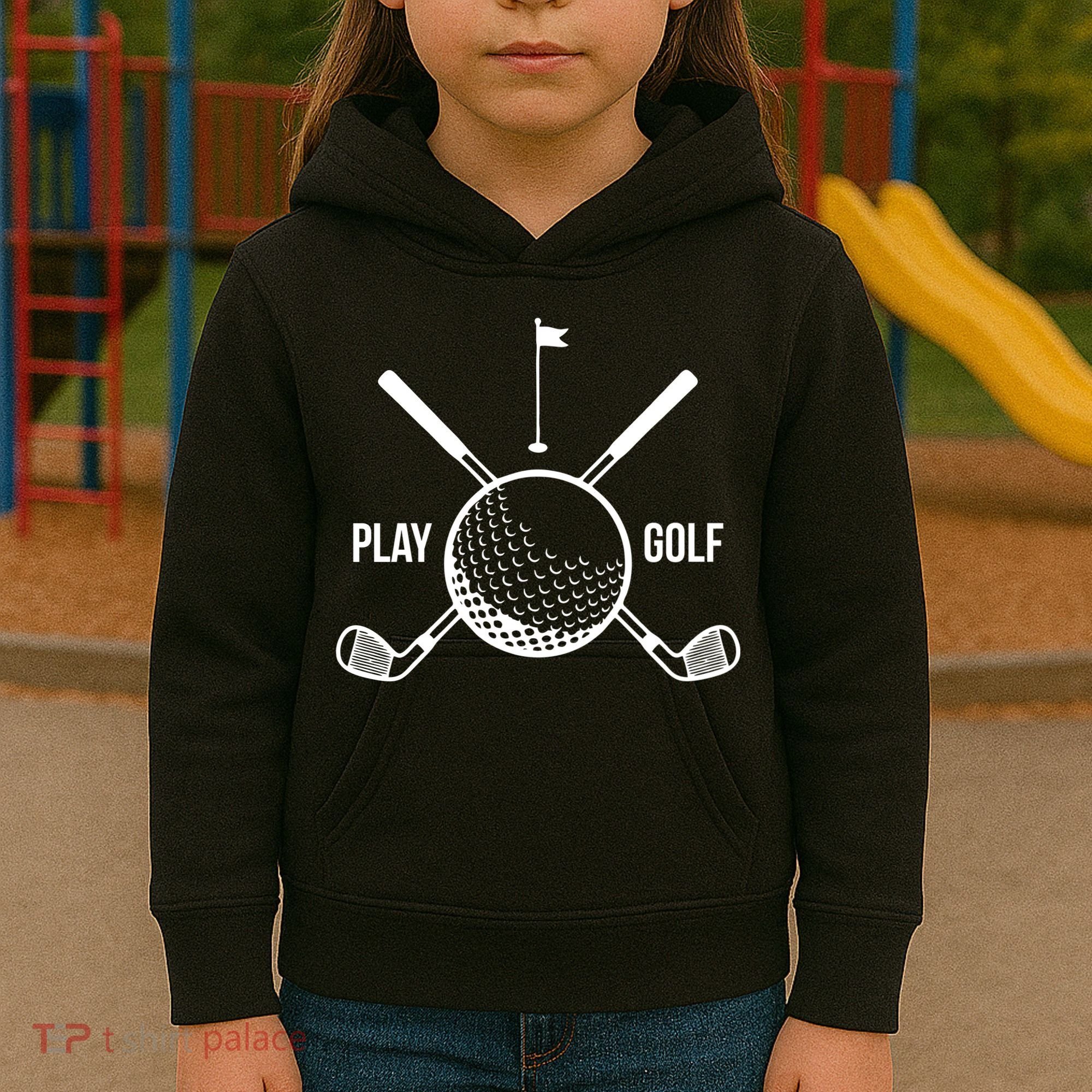 Play Golf Golfball Clubs Crossbones Kids Hoodie