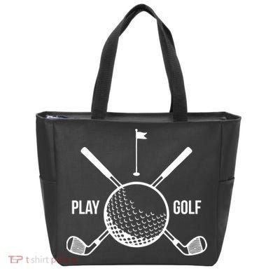 Play Golf Golfball Clubs Crossbones Tote Bag