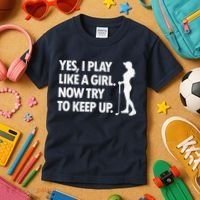 Play Golf Like A Girl Try To Keep Up Kids T-Shirt thumb 3