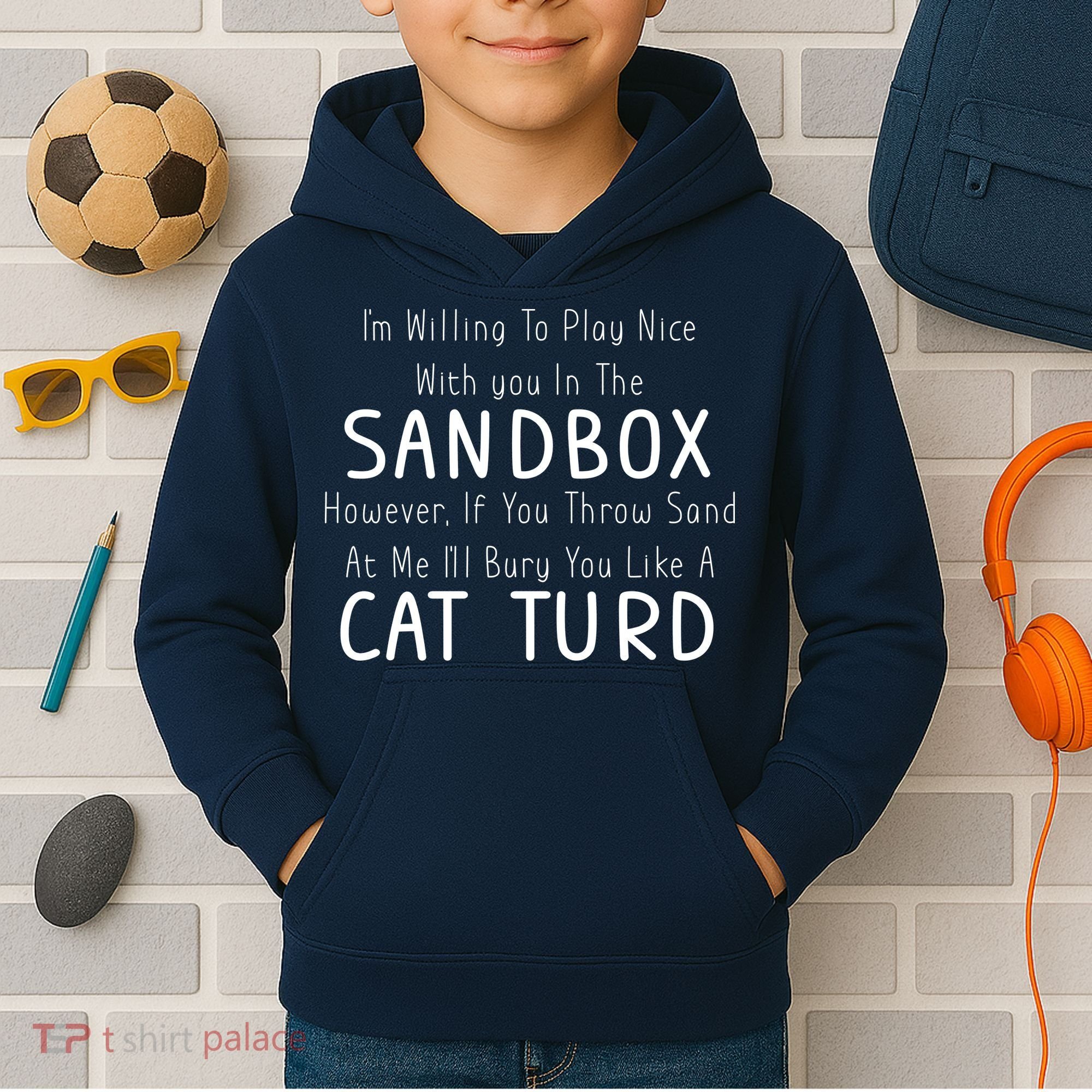 Play Nice Sandbox Cat Turd Kids Hoodie