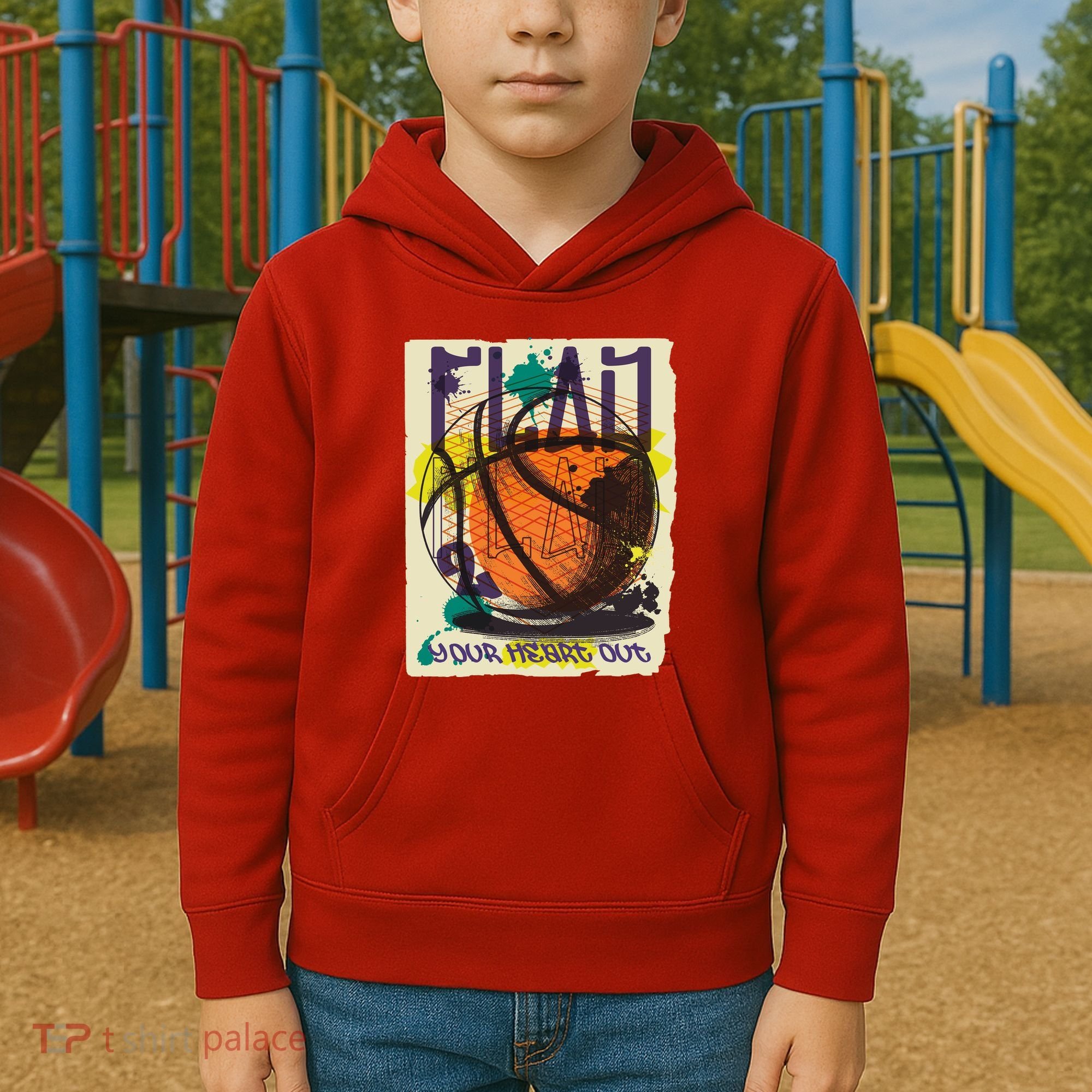 Play Your Heart Out Basketball Kids Hoodie
