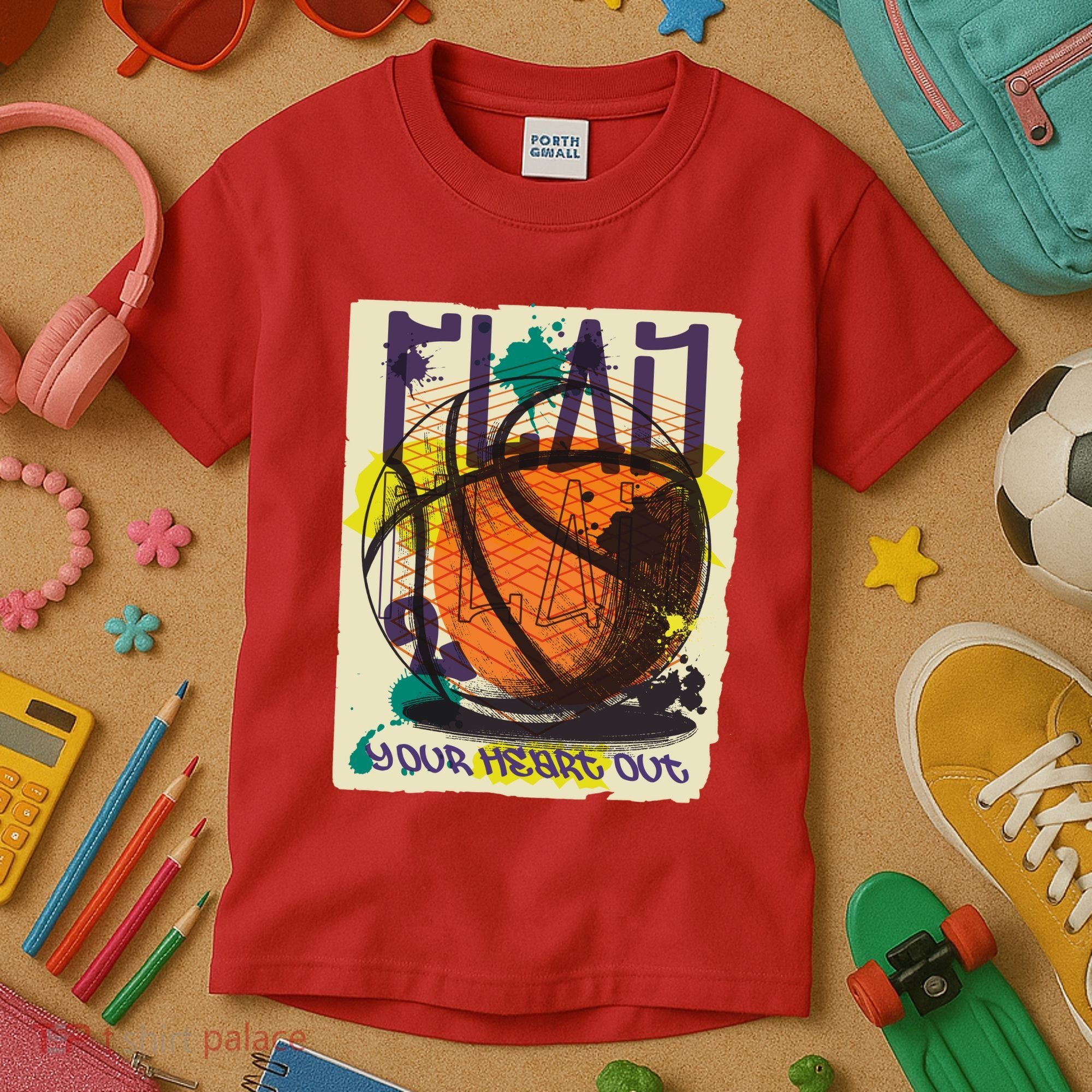 Play Your Heart Out Basketball Kids T-Shirt