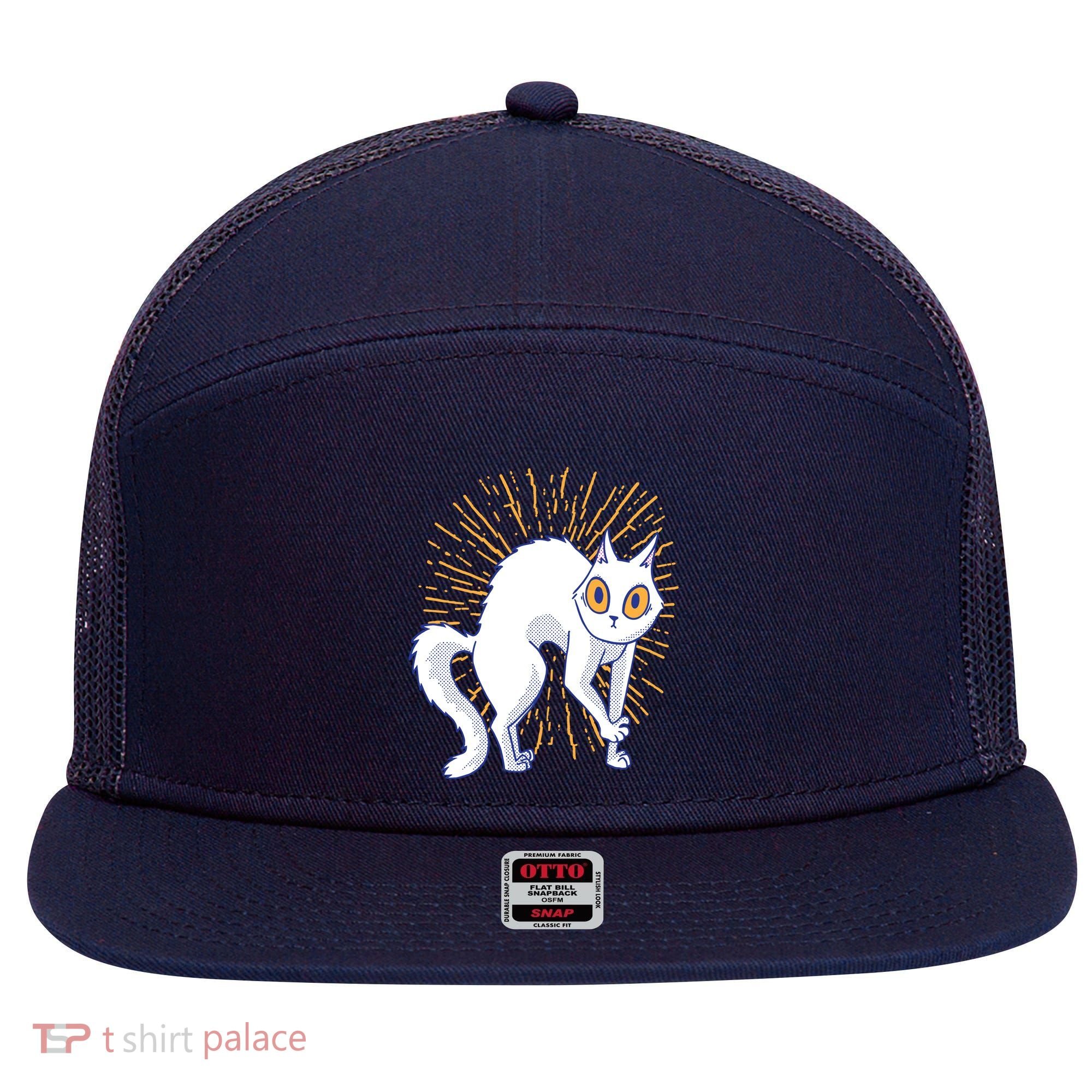 Playful Cat 7 Panel Mesh Trucker Snapback Hat