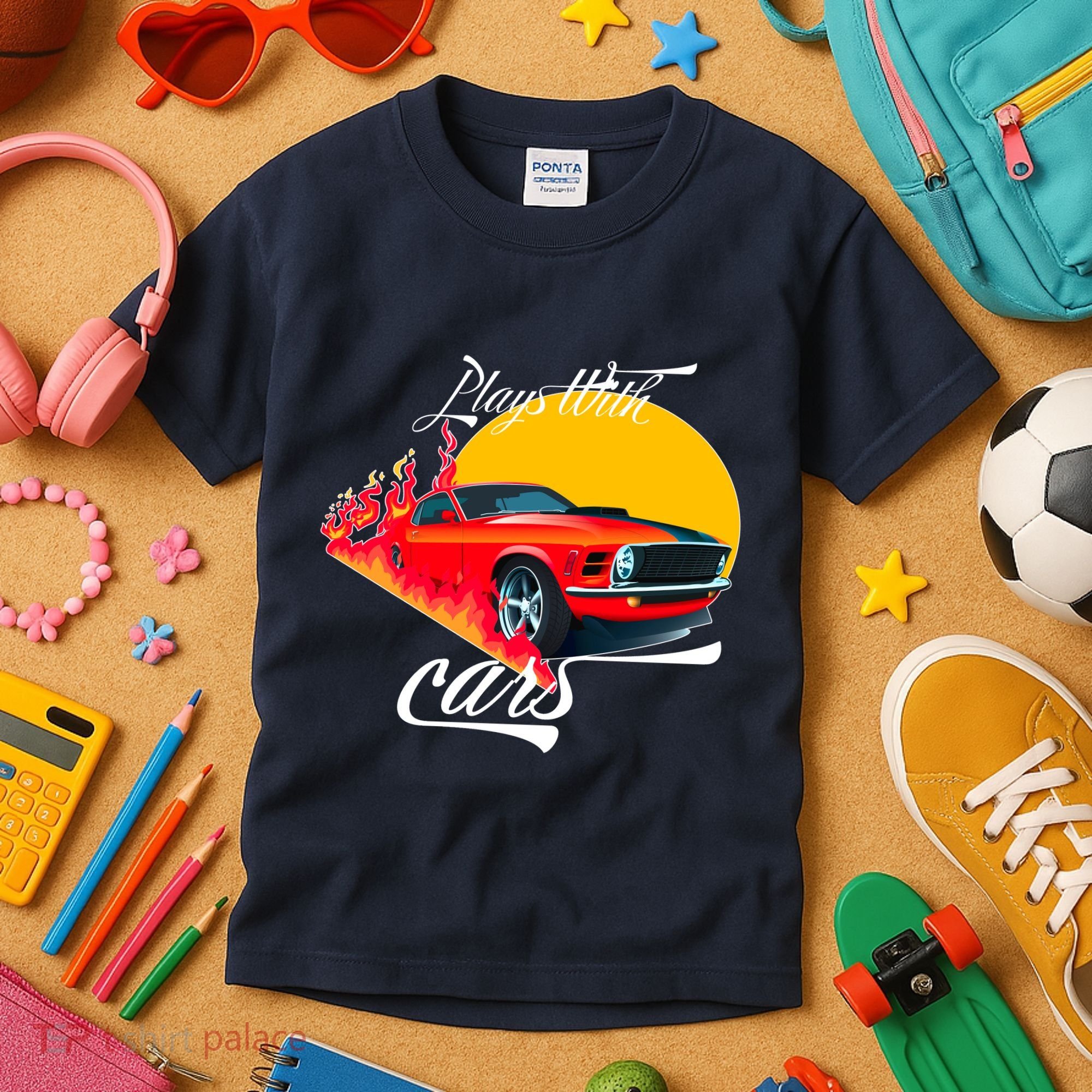 Plays With Cars Matching Family Kids T-Shirt