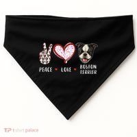 Peace Love Boston Terrier Dog Gifts USA-Made Doggie Bandana thumb 0
