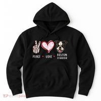 Peace Love Boston Terrier Dog Gifts Hoodie thumb 0