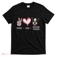 Peace Love Boston Terrier Dog Gifts T-Shirt thumb 0