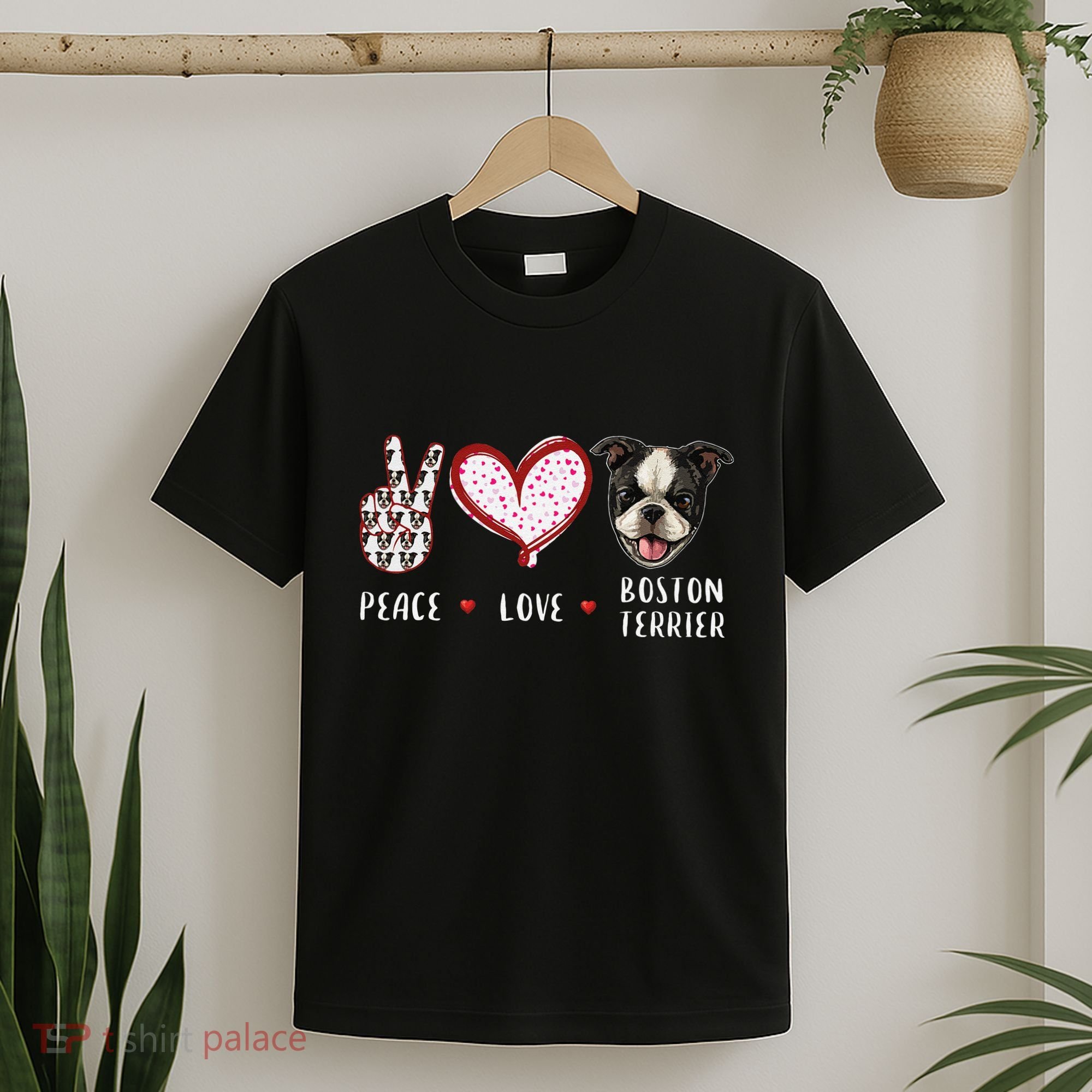 Peace Love Boston Terrier Dog Gifts T-Shirt