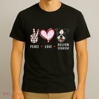 Peace Love Boston Terrier Dog Gifts T-Shirt thumb 3