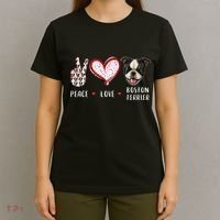 Peace Love Boston Terrier Dog Gifts T-Shirt thumb 4