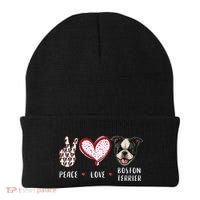 Peace Love Boston Terrier Dog Gifts Beanie thumb 0