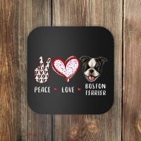 Peace Love Boston Terrier Dog Gifts Coaster thumb 0