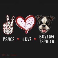 Peace Love Boston Terrier Dog Gifts Ornament thumb 1
